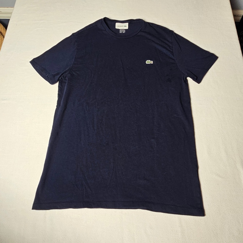 Lacoste Mens Pima Cotton Regular Fit T-Shirt Navy Blue TH6709 Size L